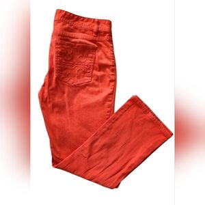 Tory Burch Pants Women’s 29 Orange Red Cropped Slim Boot Cut Pants Stretch Denim